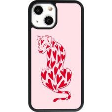 iPhone 13 mini Case Hülle - Silikon schwarz Leopard with hearts 2026