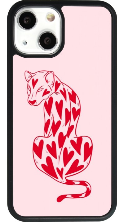 iPhone 13 mini Case Hülle - Silikon schwarz Leopard with hearts 2026