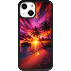 iPhone 13 mini Case Hülle - Silikon schwarz Malediven Abenddämmerung Glückseligkeit