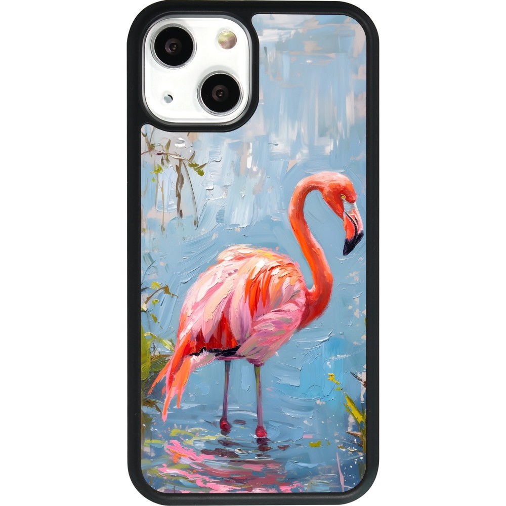 iPhone 13 mini Case Hülle - Silikon schwarz Paint Flamingo