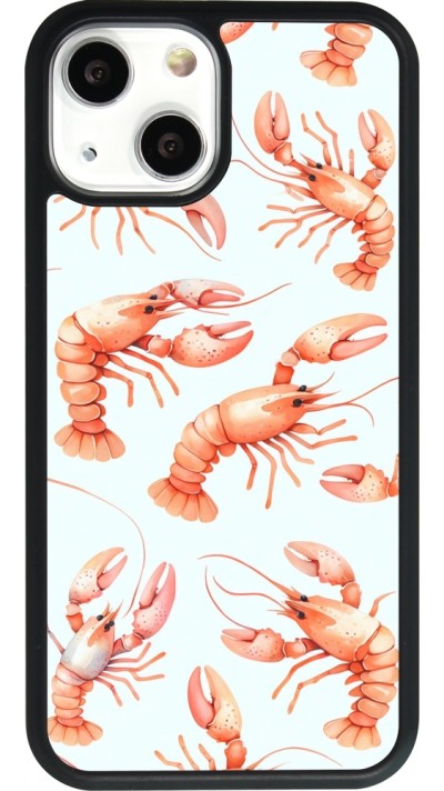 iPhone 13 mini Case Hülle - Silikon schwarz Muster von pastellfarbenen Hummern