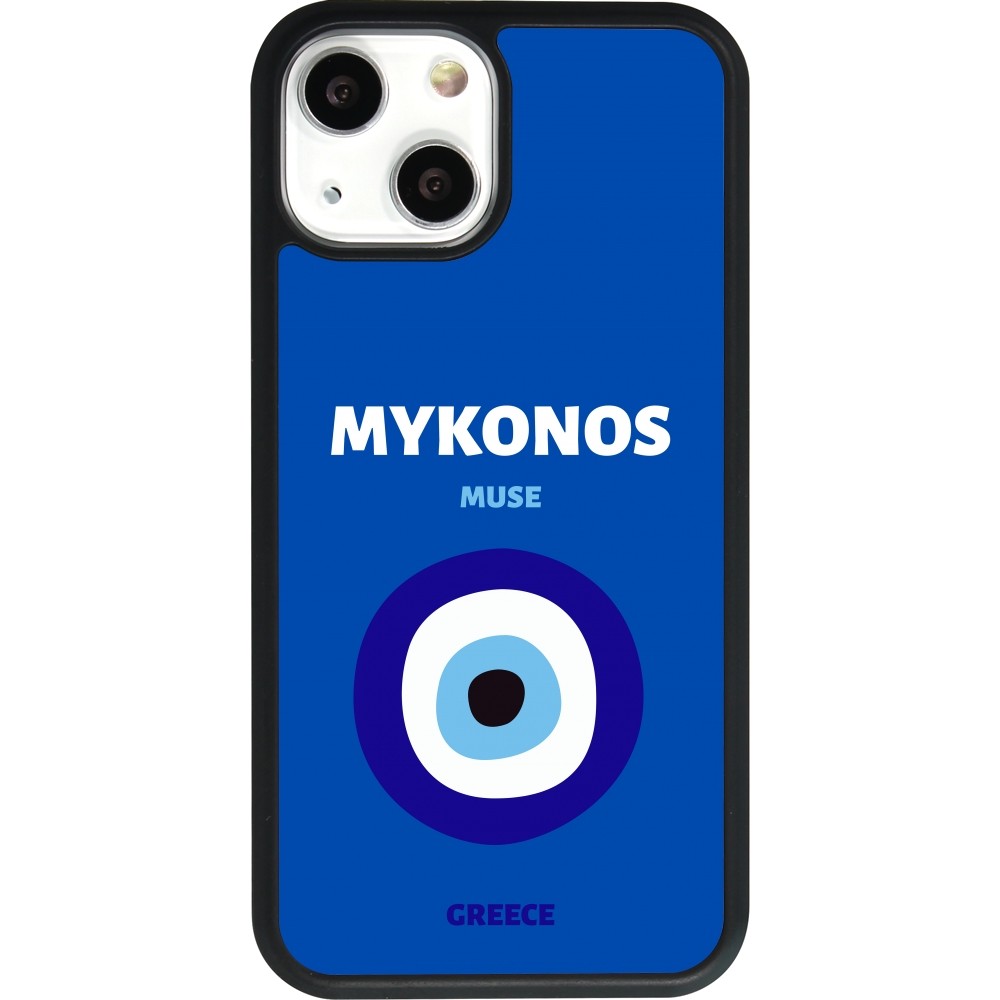 iPhone 13 mini Case Hülle - Silikon schwarz Pop Summer Destination Mykonos