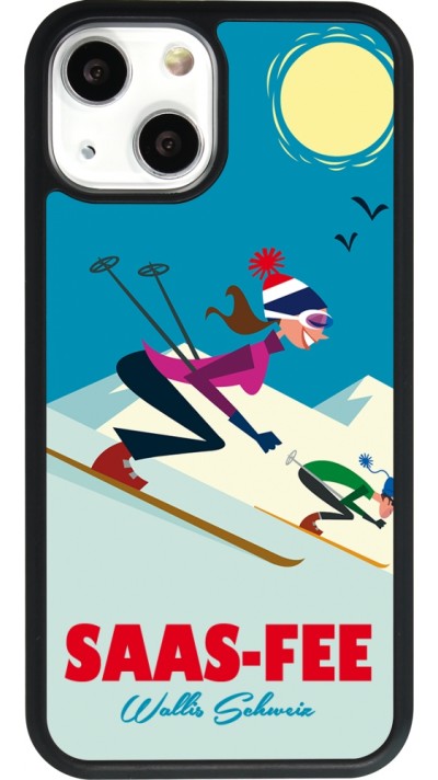 iPhone 13 mini Case Hülle - Silikon schwarz Saas-Fee Ski Downhill