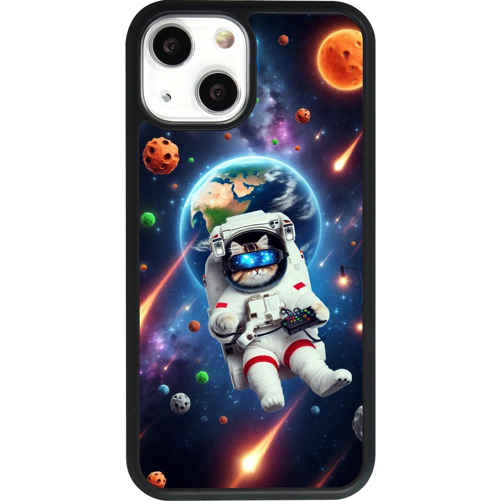 iPhone 13 mini Case Hülle - Silikon schwarz VR SpaceCat Odyssee