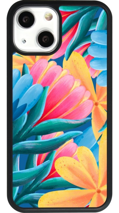 iPhone 13 mini Case Hülle - Silikon schwarz Spring 23 colorful flowers