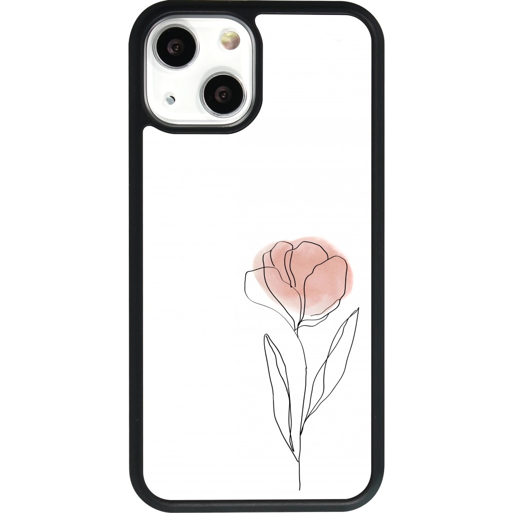 iPhone 13 mini Case Hülle - Silikon schwarz Spring 23 minimalist flower