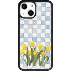 iPhone 13 mini Case Hülle - Silikon schwarz Blue vichy tulips 2026