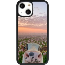 iPhone 13 mini Case Hülle - Silikon schwarz Cow with tulips 2026