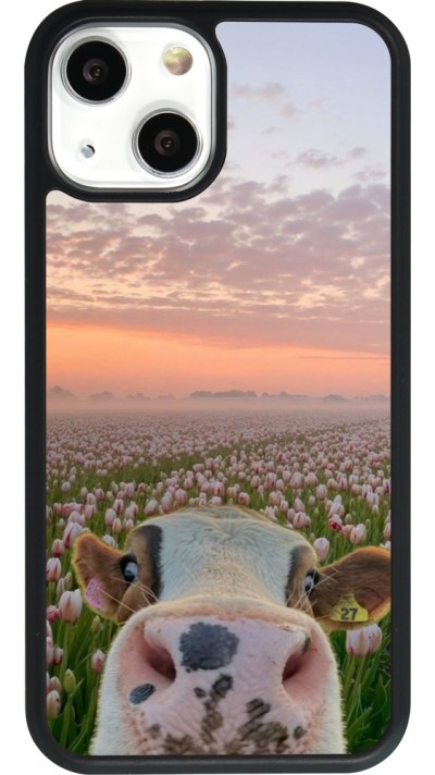 iPhone 13 mini Case Hülle - Silikon schwarz Cow with tulips 2026