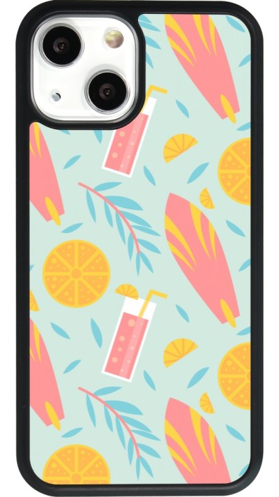 iPhone 13 mini Case Hülle - Silikon schwarz Summer 2025 Pattern citron