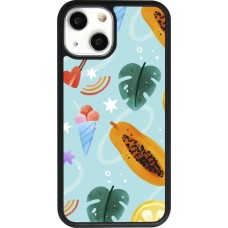 iPhone 13 mini Case Hülle - Silikon schwarz Summer 2025 Pattern papaya
