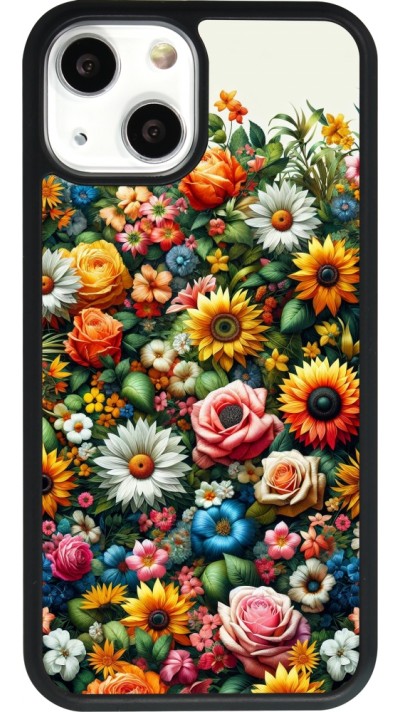 iPhone 13 mini Case Hülle - Silikon schwarz Sommer Blumenmuster