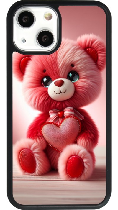iPhone 13 mini Case Hülle - Silikon schwarz Valentin 2024 Rosaroter Teddybär