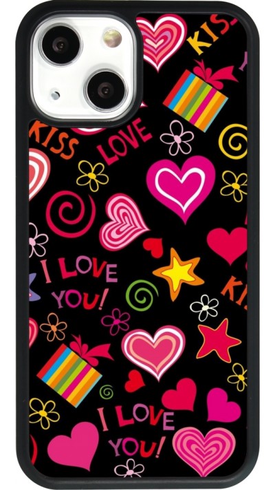 iPhone 13 mini Case Hülle - Silikon schwarz Valentine 2023 love symbols