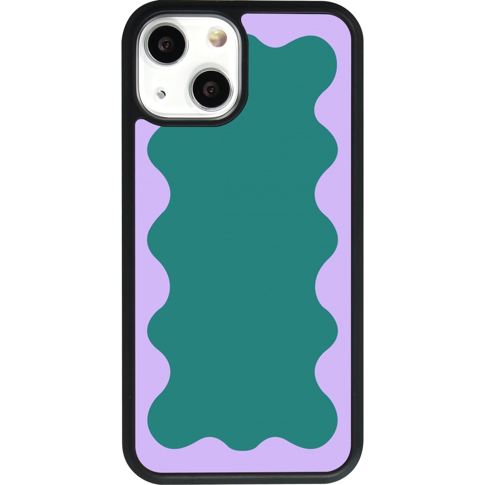 iPhone 13 mini Case Hülle - Silikon schwarz Wavy Rectangle Green Purple