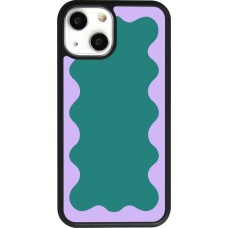iPhone 13 mini Case Hülle - Silikon schwarz Wavy Rectangle Green Purple