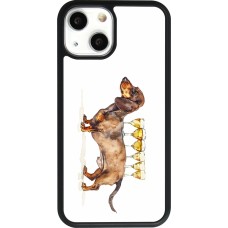 iPhone 13 mini Case Hülle - Silikon schwarz Wine Teckel