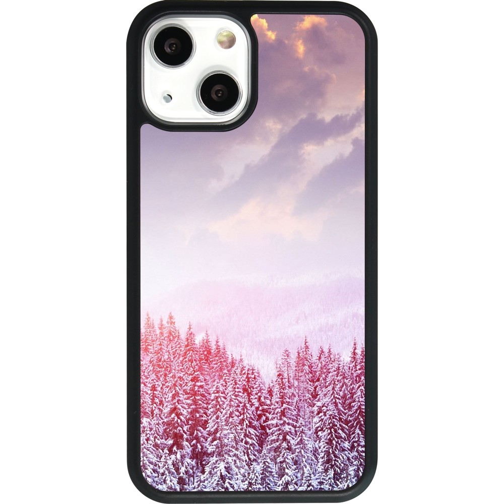iPhone 13 mini Case Hülle - Silikon schwarz Winter 22 Pink Forest