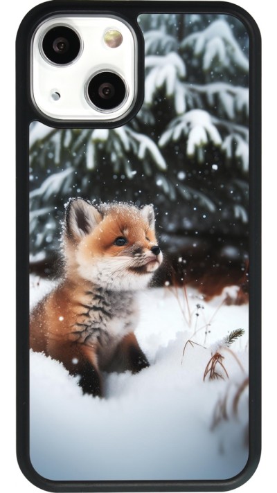 iPhone 13 mini Case Hülle - Silikon schwarz Weihnachten 2023 Fuechslein Tanne