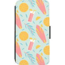 iPhone 13 mini Case Hülle - Wallet schwarz Summer 2025 Pattern citron