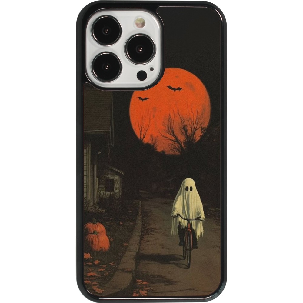 iPhone 13 Pro Case Hülle - Halloween 2025 Ghost on a bicycle