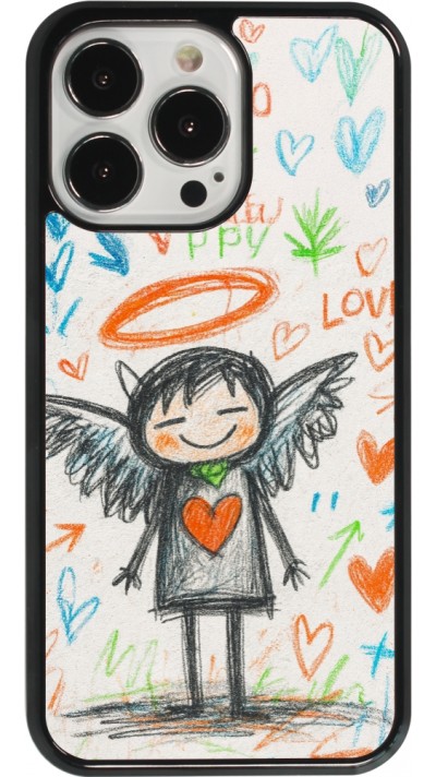 Coque iPhone 13 Pro - Little Angel Sketch Love