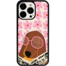 Coque iPhone 13 Pro - Silicone rigide noir Dog with newspaper Spring 2026