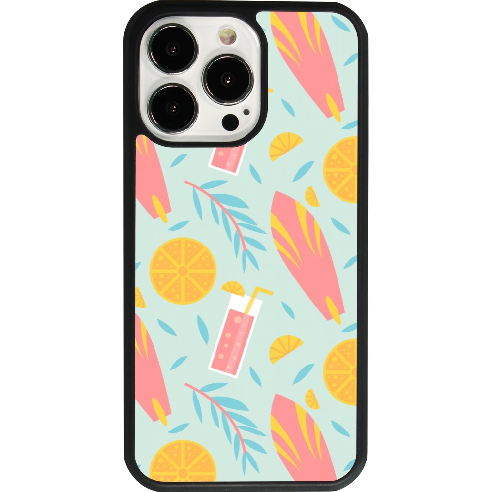 iPhone 13 Pro Case Hülle - Silikon schwarz Summer 2025 Pattern citron