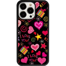 iPhone 13 Pro Case Hülle - Silikon schwarz Valentine 2023 love symbols