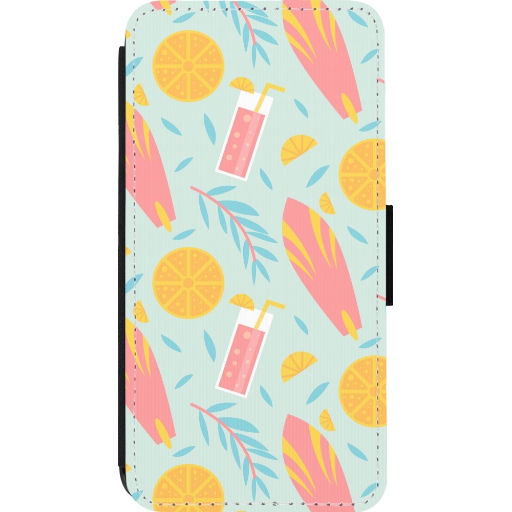 iPhone 13 Pro Case Hülle - Wallet schwarz Summer 2025 Pattern citron