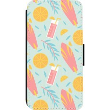 iPhone 13 Pro Case Hülle - Wallet schwarz Summer 2025 Pattern citron