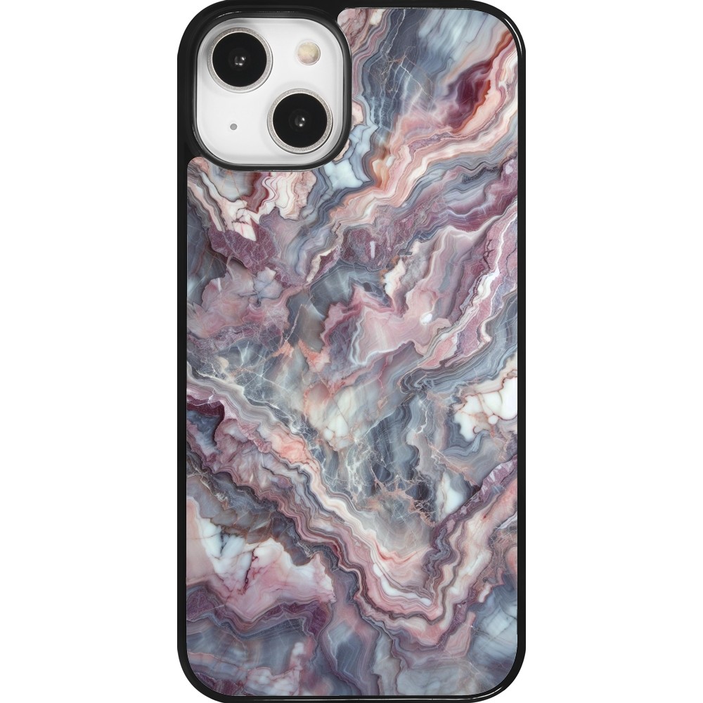 iPhone 14 Case Hülle - Violetter silberner Marmor