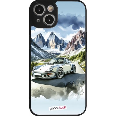 iPhone 14 Case Hülle - Silikon schwarz Porsche 911 Berg Aquarell