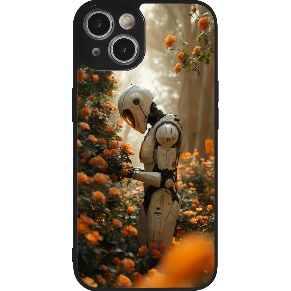 iPhone 14 Case Hülle - Silikon schwarz Astronaut flowers 2025