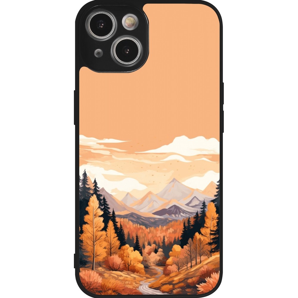 iPhone 14 Case Hülle - Silikon schwarz Autumn 25 Mountains