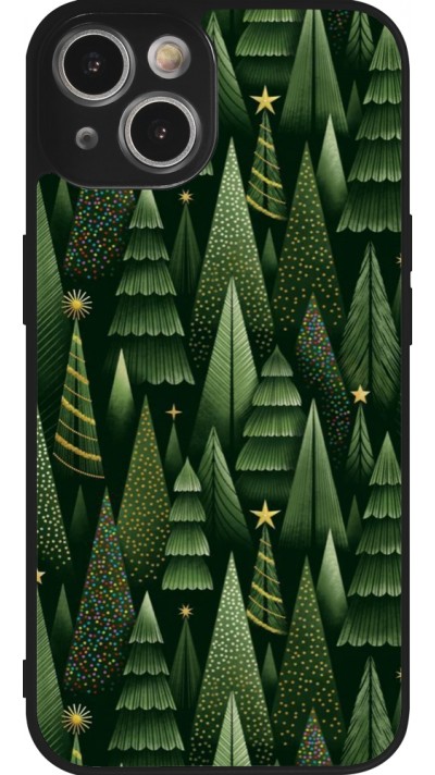 iPhone 14 Case Hülle - Silikon schwarz Christmas 25 Pattern Xmas Tree