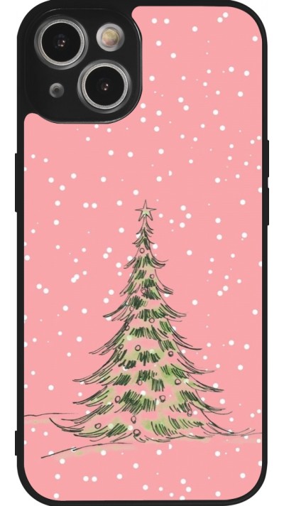 iPhone 14 Case Hülle - Silikon schwarz Christmas 25 Pink Tree