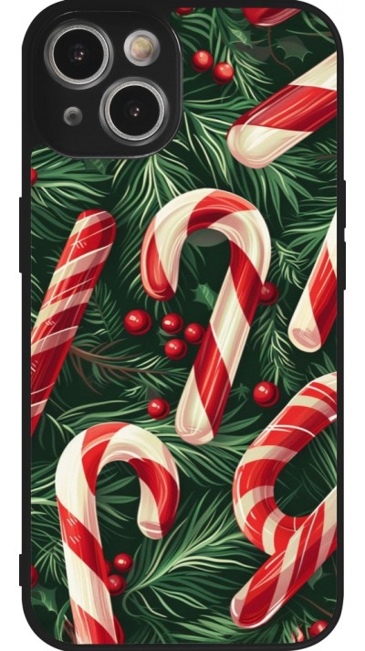 Coque iPhone 14 - Silicone rigide noir Christmas 25 Xmas Stick