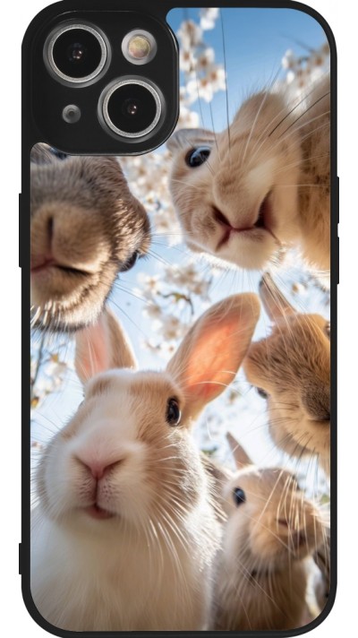 iPhone 14 Case Hülle - Silikon schwarz Easter 2026 Rabbits