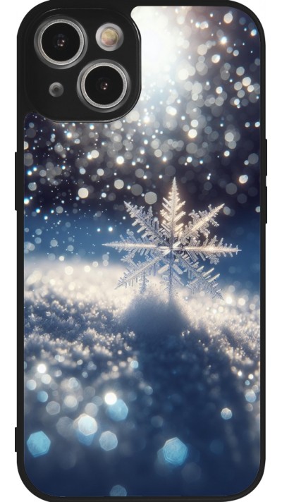 iPhone 14 Case Hülle - Silikon schwarz Schneeflocke Solar Glanz