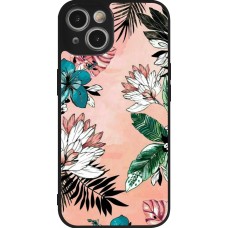 iPhone 14 Case Hülle - Silikon schwarz Flowers Artprint