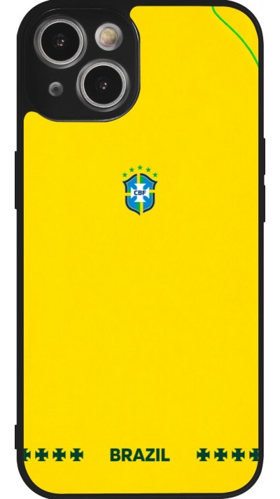 iPhone 14 Case Hülle - Silikon schwarz Brasilien 2026 personalisierbares Fussballtrikot
