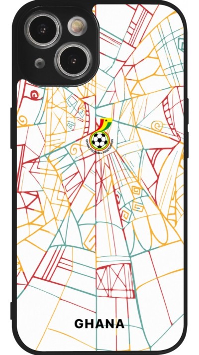 iPhone 14 Case Hülle - Silikon schwarz Ghana 2026 personalisierbares Fussballtrikot