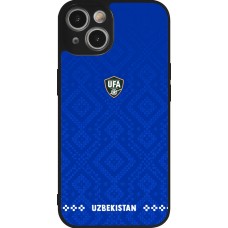 iPhone 14 Case Hülle - Silikon schwarz Usbekistan 2026 personalisierbares Fussballtrikot