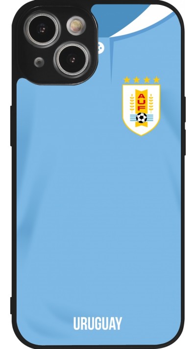 iPhone 14 Case Hülle - Silikon schwarz Uruguay 2022 personalisierbares Fussballtrikot