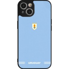 iPhone 14 Case Hülle - Silikon schwarz Uruguay 2026 personalisierbares Fussballtrikot