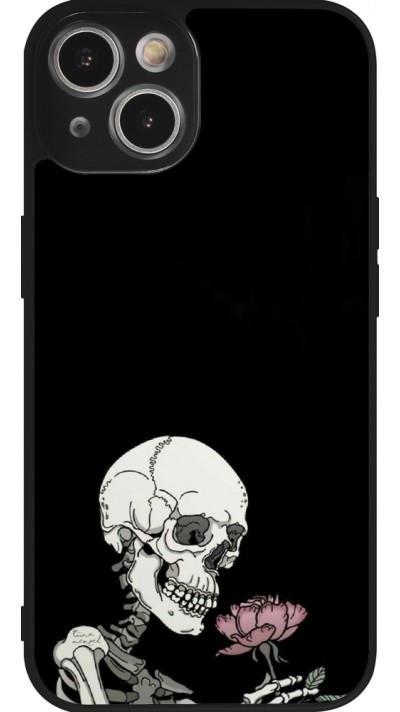Coque iPhone 14 - Silicone rigide noir Halloween 2023 rose and skeleton