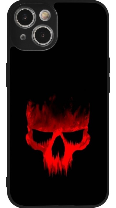 Coque iPhone 14 - Silicone rigide noir Halloween 2023 scary skull