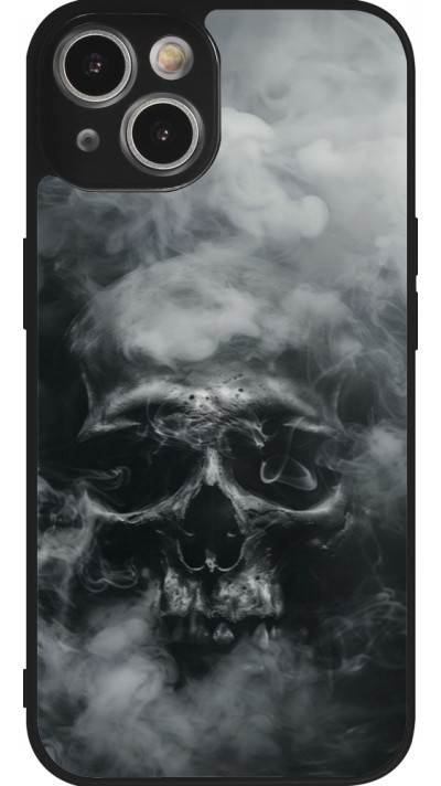 Coque iPhone 14 - Silicone rigide noir Halloween 2024 smoky skull