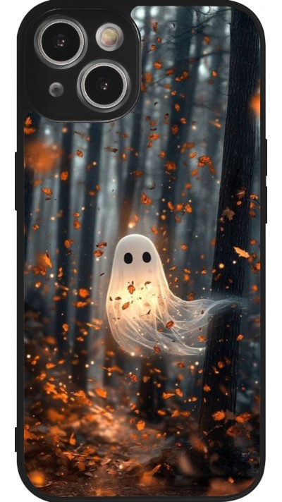Coque iPhone 14 - Silicone rigide noir Halloween 2025 Ghost in the forest